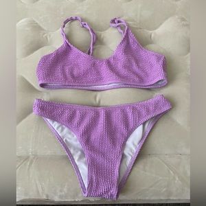 Purple Textured Two Piece Swimsuit (M)